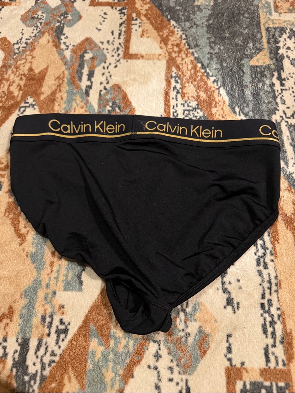 Calvin Klein Black Briefs with Gold Logo Waistband - Picture 3 of 3